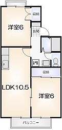 プレジール四丁目2 2LDKの間取図画像