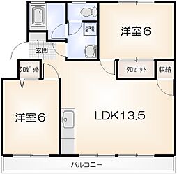 浜の前マンション7 2LDKの間取図画像