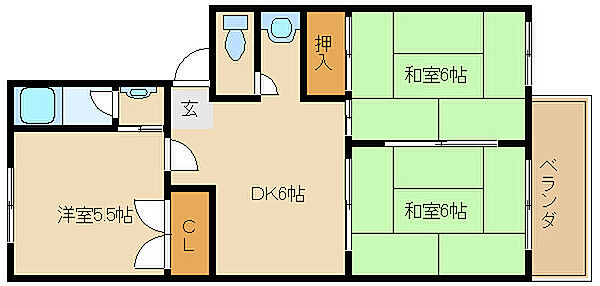 兵庫県加古川市別府町石町(賃貸アパート3DK・1階・50.00㎡)の写真 その2