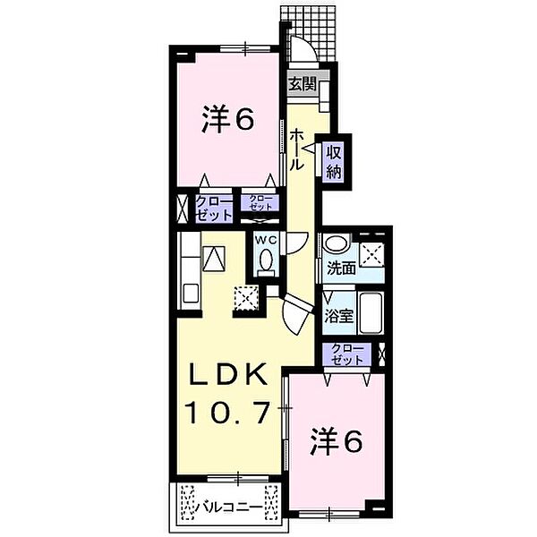 兵庫県加古川市別府町新野辺北町8丁目(賃貸アパート2LDK・1階・55.42㎡)の写真 その2