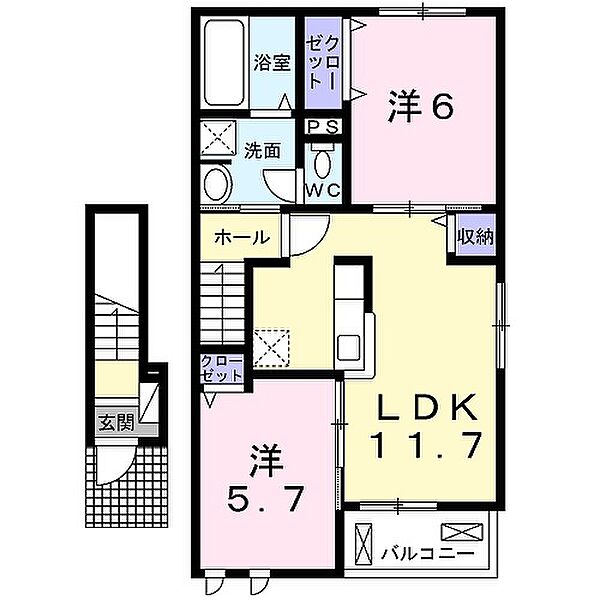 兵庫県小野市黒川町(賃貸アパート2LDK・2階・57.23㎡)の写真 その2