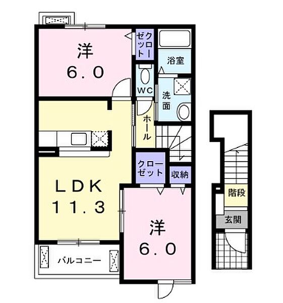 兵庫県姫路市飾西(賃貸アパート2LDK・2階・56.26㎡)の写真 その2