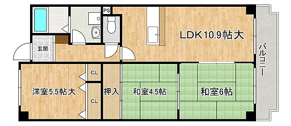 兵庫県神戸市東灘区本庄町1丁目(賃貸マンション3LDK・5階・64.43㎡)の写真 その2