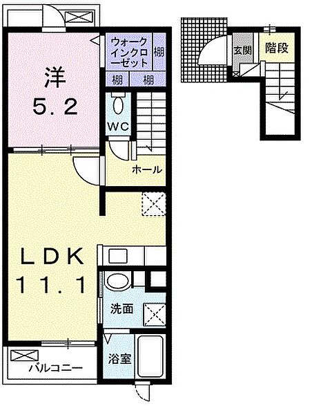 兵庫県姫路市飾磨区山崎(賃貸アパート1LDK・2階・43.47㎡)の写真 その2