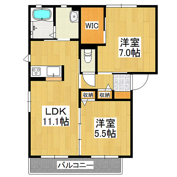 リヴェールA棟 201｜茨城県つくば市学園南3丁目(賃貸アパート2LDK・2階・54.07㎡)の写真 その2