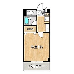 サンシャイン松代 6階1Kの間取り