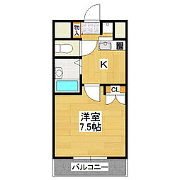 グリーンヒルズやまのい 1階1Kの間取り