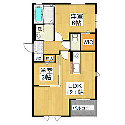 ブルーノハイム研究学園 2LDKの間取図画像