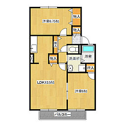 ハイカムール松代G棟 2LDKの間取図画像