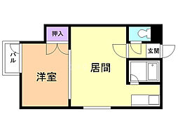 パルコート62 1DKの間取図画像