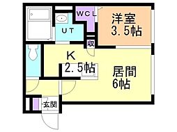 札幌市白石区東札幌五条2丁目マンション 1LDKの間取図画像