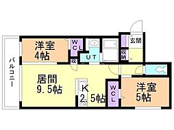 札幌市白石区東札幌五条2丁目マンション 2LDKの間取図画像