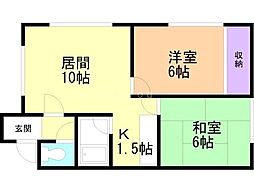 ハイツ松浦 2LDKの間取図画像