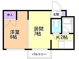 メゾンドゥジュリアン 1LDKの間取図画像