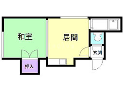 南郷セブン 1DKの間取図画像