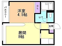 ダイアナ白石ヒルズ2 1LDKの間取図画像