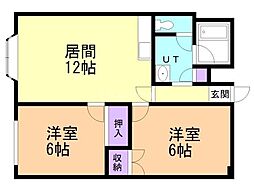 セトル美園 2LDKの間取図画像