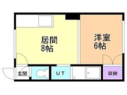 コーポ・ビー・アンビシャスNo.1 1LDKの間取図画像