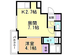 ファランドール東札幌 1LDKの間取図画像