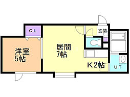 ルミエール北郷 1LDKの間取図画像