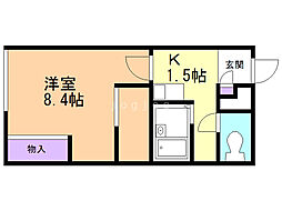 レオパレスエルフレール 1Kの間取図画像