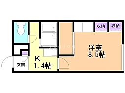 レオパレスエスペランサ 1Kの間取図画像