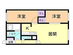 エリザベート菊水 2LDKの間取図画像