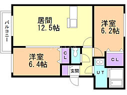 プレシオッサ栄通 2LDKの間取図画像