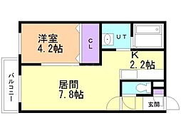 フェリオ栄通 1LDKの間取図画像
