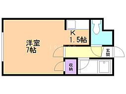 フロンティア南郷通 1Kの間取図画像