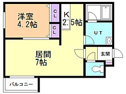 シンフォニア豊平 1LDKの間取図画像