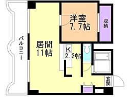 サウスフォー2 1LDKの間取図画像
