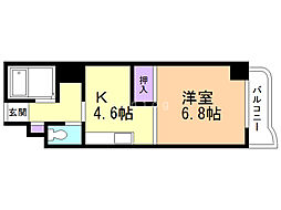 エンドレス三井 1Kの間取図画像
