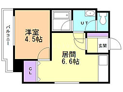 杉本ビル 1DKの間取図画像