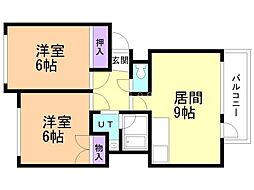シャトー・セピア 2LDKの間取図画像