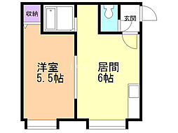 カーサ平和通 1DKの間取図画像