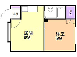 第三渡會マンション 1DKの間取図画像