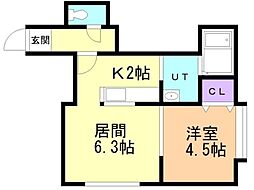 セクション・ロハス 1LDKの間取図画像
