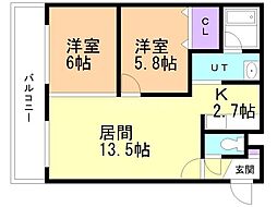 サラベルヴェデーレ 2LDKの間取図画像