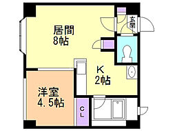 ルーブル菊水 1LDKの間取図画像