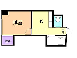 コスモス菊水 1Kの間取図画像