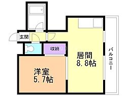 レインボーカズ栄通21丁目 1LDKの間取図画像