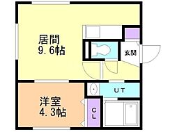 札幌市白石区東札幌五条2丁目マンション 1LDKの間取図画像