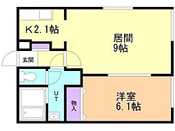 グランメール平和通5 1LDKの間取図画像