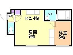 カメリア南郷 1LDKの間取図画像