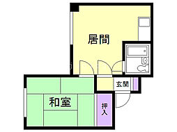 金森コーポ 1DKの間取図画像