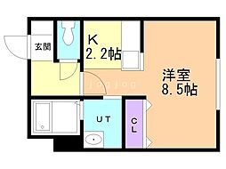 GATE63 1Kの間取図画像