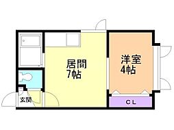 アークコート栄通6丁目 1DKの間取図画像