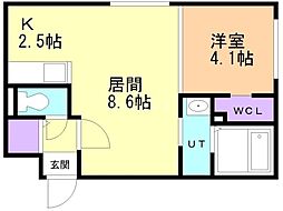 patio菊水 1LDKの間取図画像