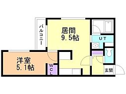 仮)ラ・シュエットプリヴェ 1LDKの間取図画像